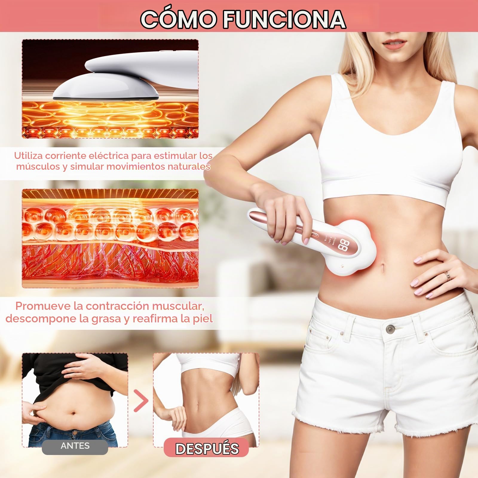 Masajeador Anticelulítico Profesional, Masajeador Celulítico Eléctrico Unisex,15 Niveles Ajustables, 3 Modos de Funcionamiento y Calentamiento para Cintura, Brazos, Glúteos y Piernas