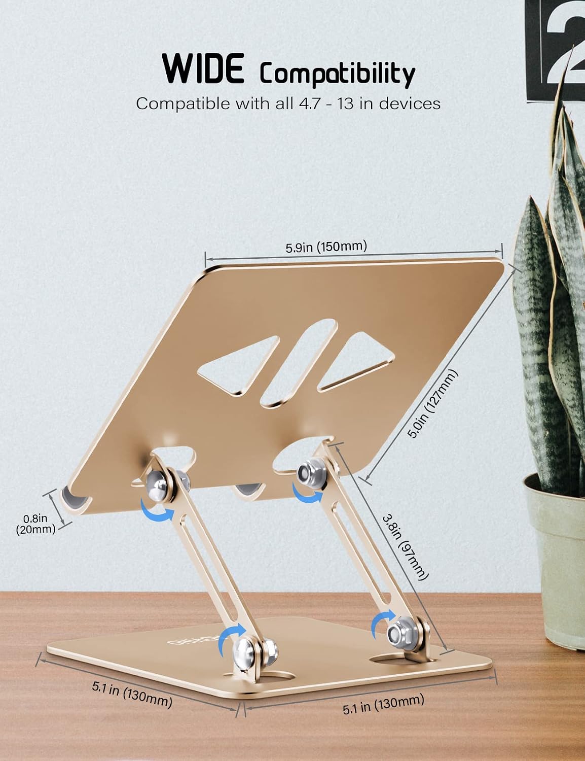 Aoviho Tablet Stand Holder Bundle with Phone Stand Gold image 3