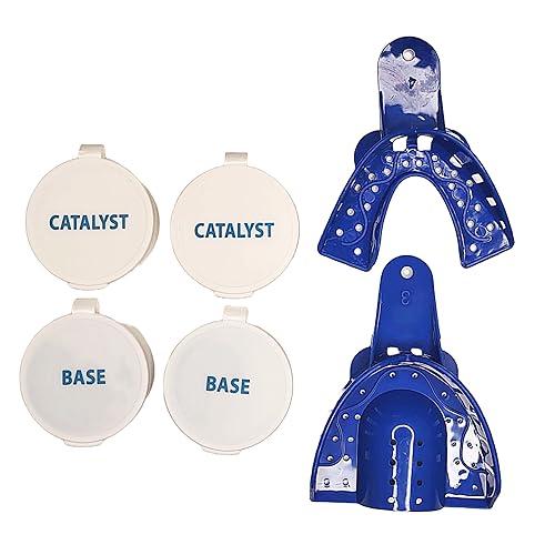 Kit de moldes de impresión dental para retenedores, coronas, dentaduras postizas, implantes - Kit solo - superior, inferior, masilla, bandejas,