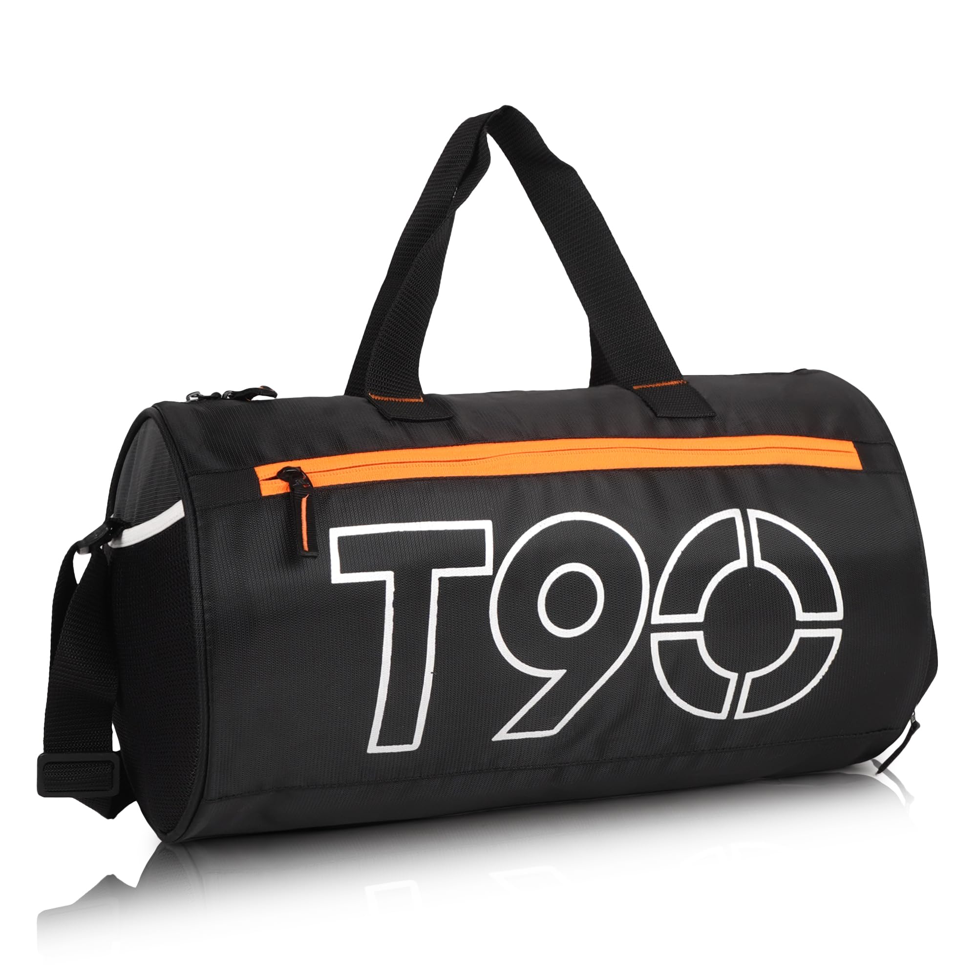 Expandable Duffle Bag Gym Duffle Travel Bag for Men & Women with Separate Shoes Pocket Lightweight Water Repellent Bag for Unisex (Black-Orange)-image-30