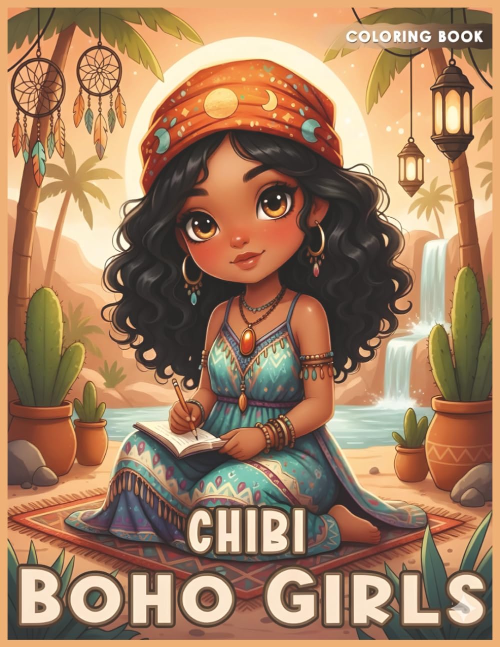 Chibi Boho Girls Coloring Book: +45 Adorable Chibi Girl Designs with Flowing Outlines, Simple and Stress-Free Bohemian Art for Quick and Whimsical Coloring