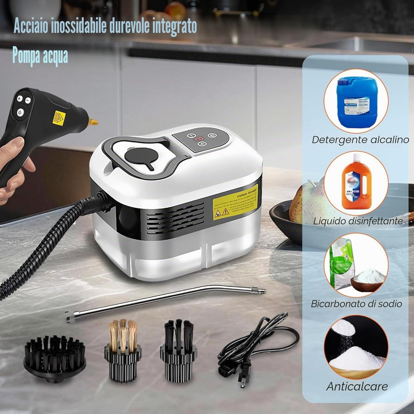 Potente pulitore a vapore portatile da 2500 W, riscaldamento rapido in 15 secondi e vapore ad alta pressione, 6 livelli regolabili per una pulizia profonda su pavimenti, cucina, bagno, auto, fughe