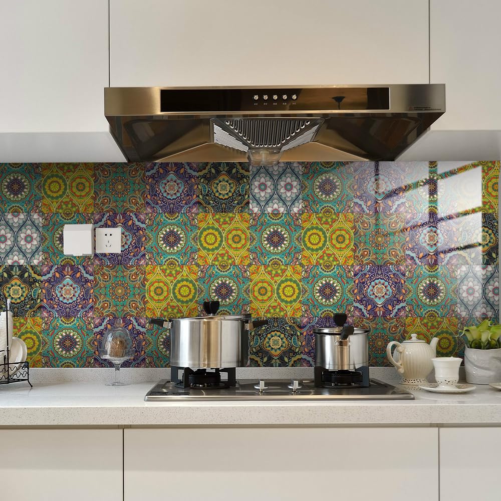 Tile Stickers Purple Mustard Yellow Bathroom PVC Stick on Tiles Self Adhesive Kitchen Wall Peel and Floor 30x30cm/10 pcs