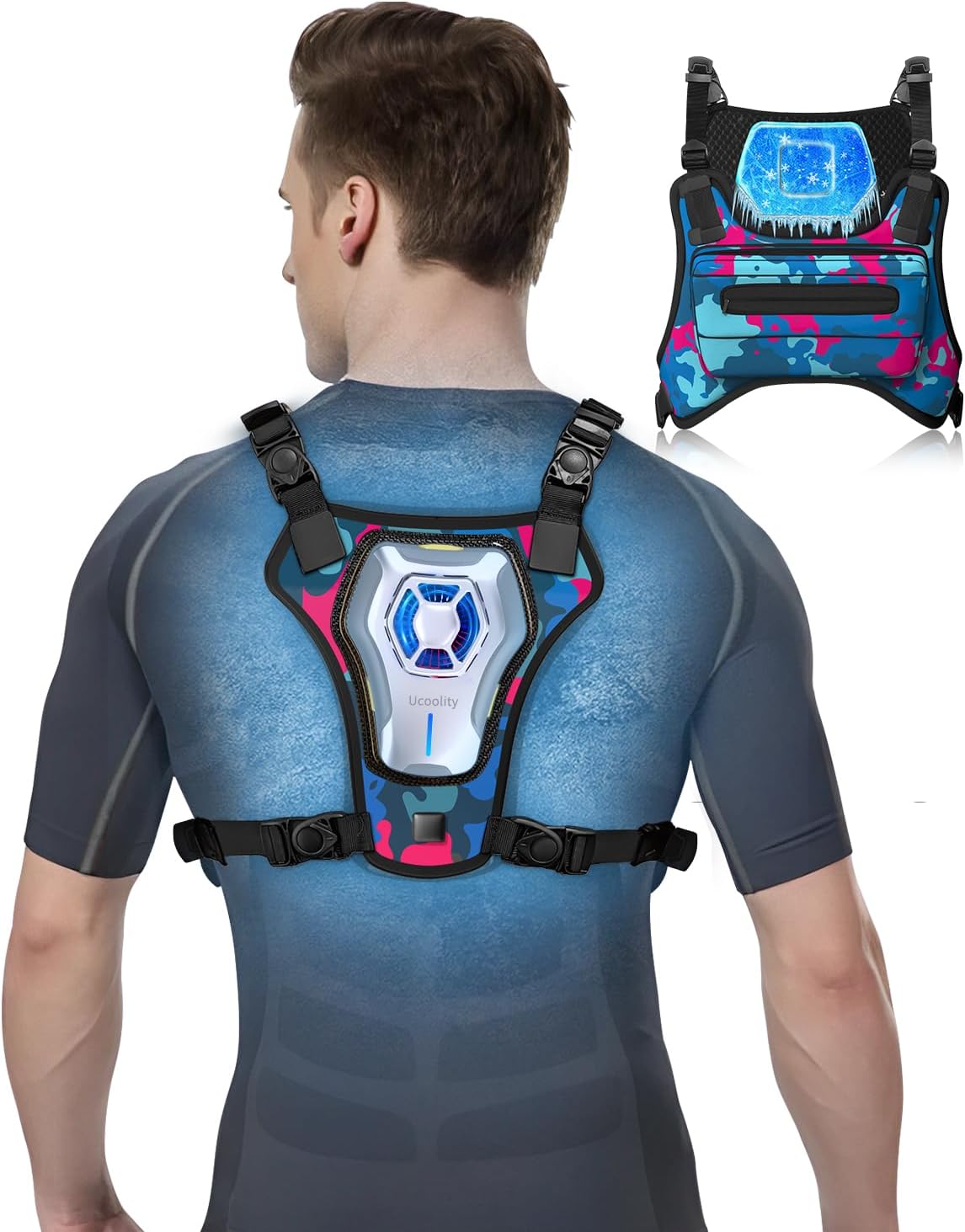 Portable Wearable Fan Rechargeable with Cooling Plate, Lightweight Cooling Vest, Portable Back Air Conditioner, Personal Fan Perfect for Travel