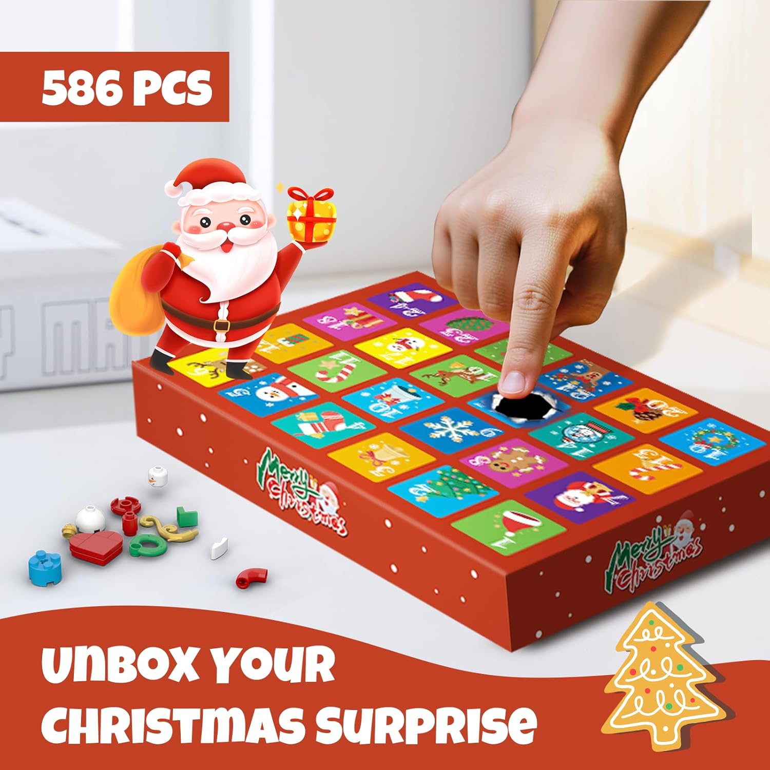 advent calendar 2025 christmas building blocks kit - christmas paradise building set with led light,24 days countdown toys building set for teen boys girls gifts