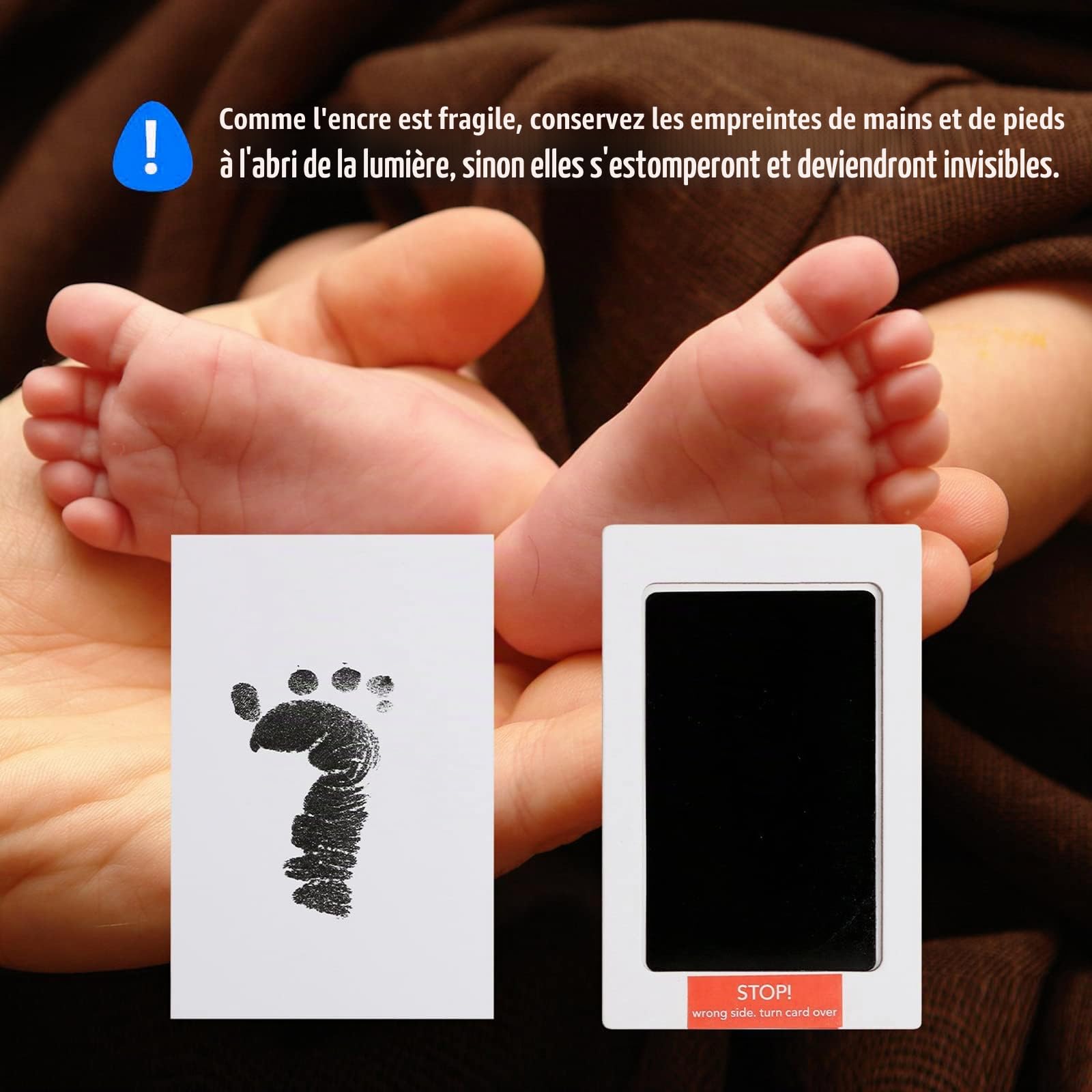 Kit Empreinte Bebe,Kit Empreinte Piedd et Mains Bébé,Empreintes Bébé L'encre Sûre est Inoffensive Bébé pour la Peau,Nouveau-nés Douche Cadeau Bebe Souvenir