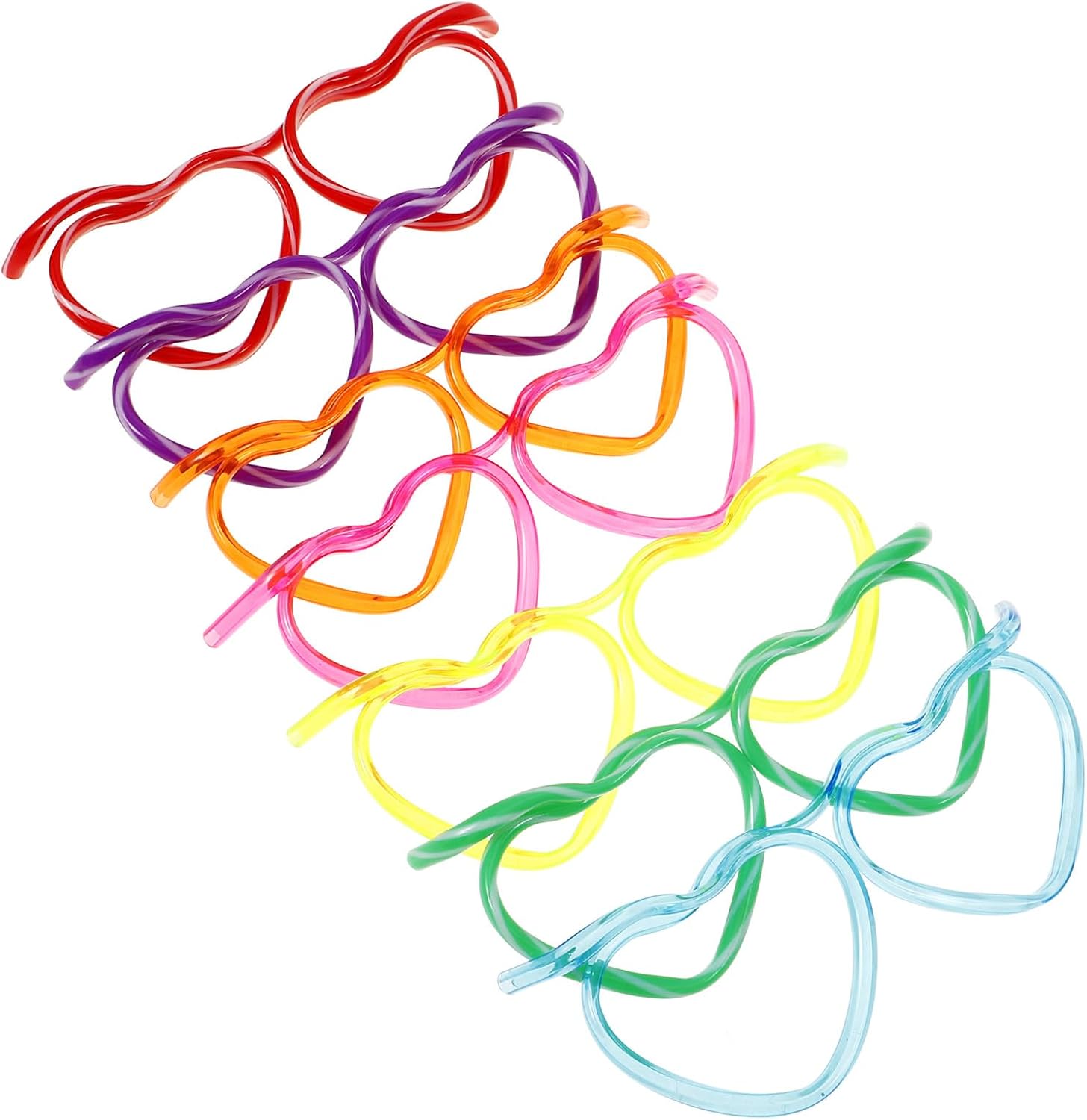 Funny Reusable Straw Glasses 7pcs Plastic Party Sunglasses for Festivals Drinking Straws Eyeglasses for Celebrations and Photo Props