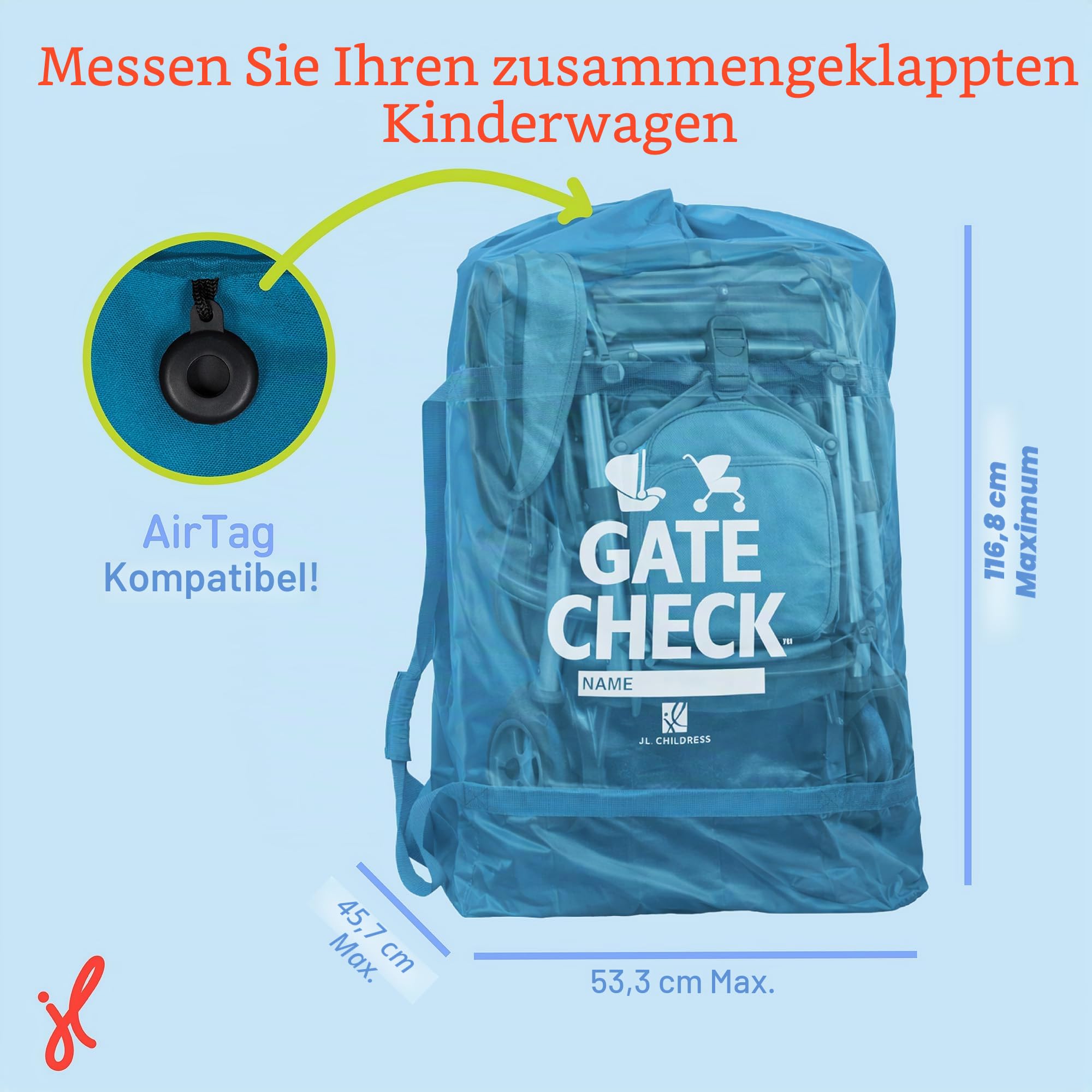 JL Childress Deluxe Gate Check Tasche für Autositze und Kinderwagen