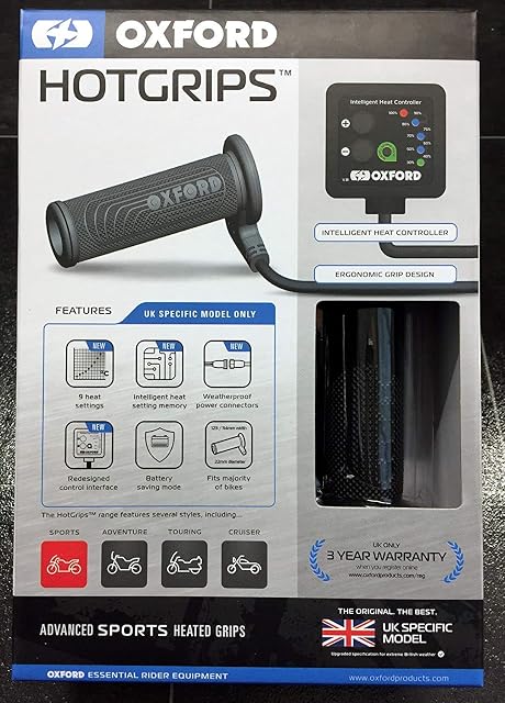 Oxford Products Hotgrips Advanced Sports UK SPECIFIC- UK MODEL - EL692UK. Heated Motorcycle Grips.