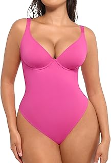 Shapewear Bodysuits for Women Tummy Control Body Suits Deep V Neck Thong Body Shaper