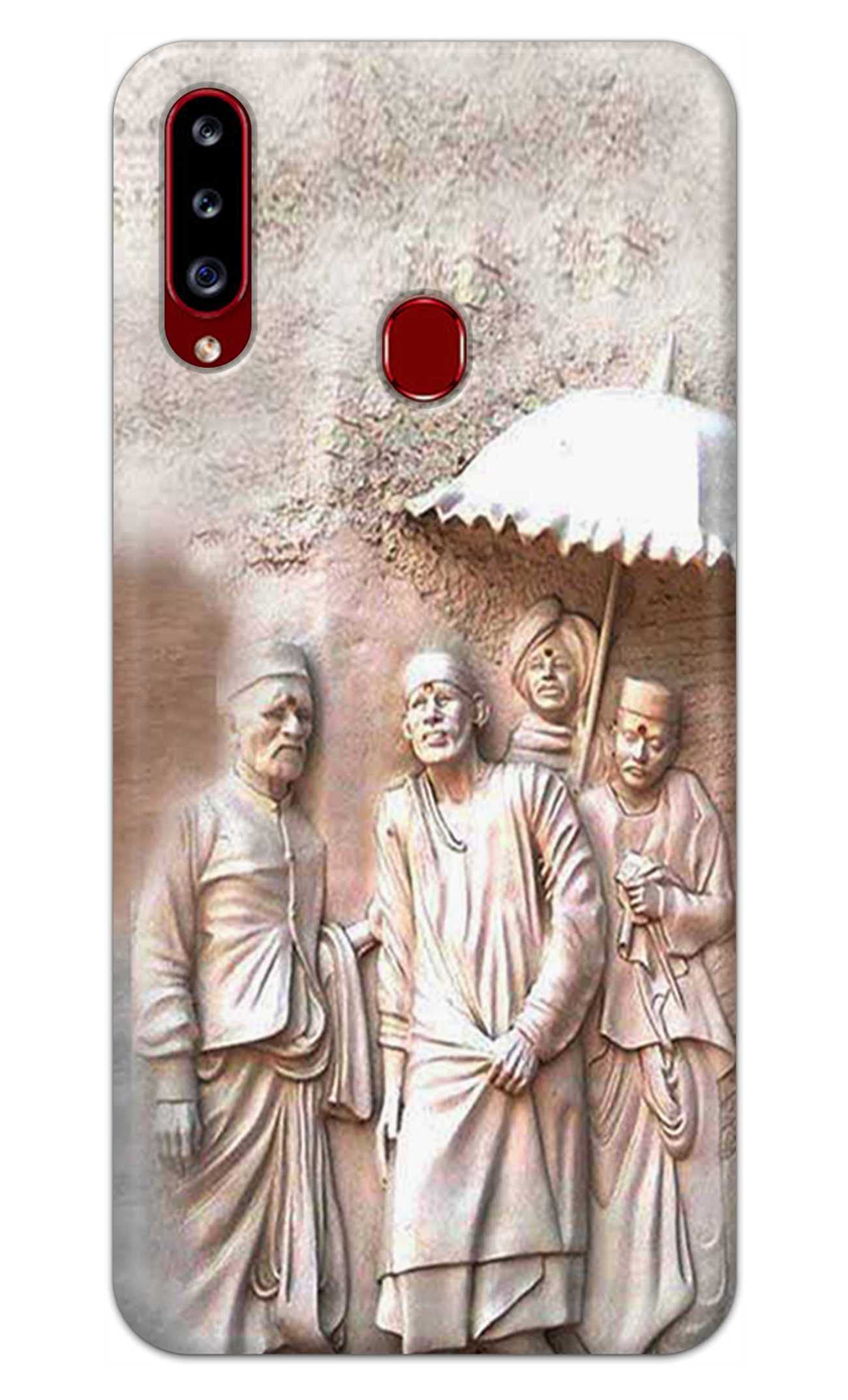 NalamiCases Stone Sai Baba Silver Background Printed Designer Hard Back Case Cover for Samsung Galaxy A20s, SM-A207F / DS, SM-A207M / DS, SM-A2070 -(FT) DNL2009