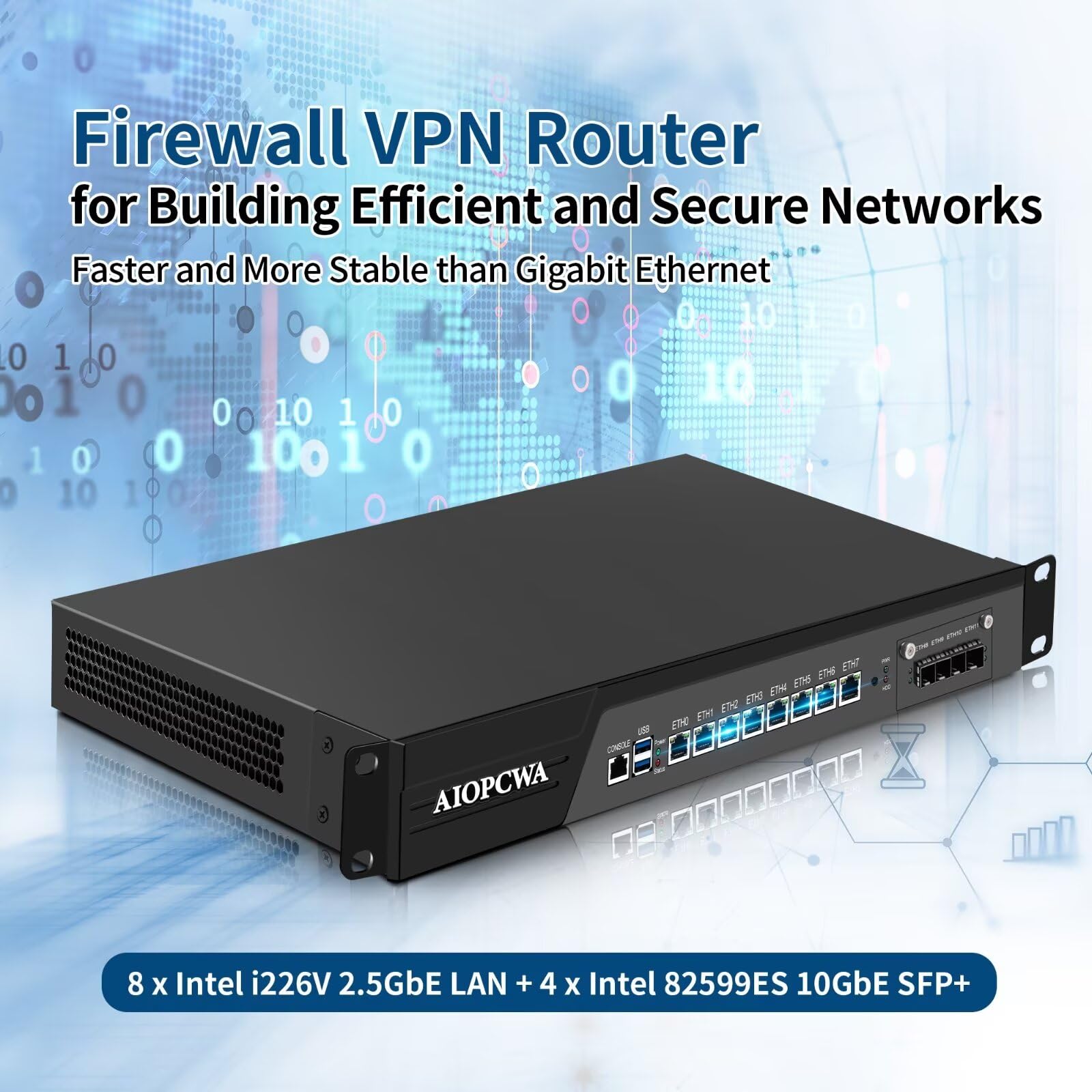 1U Firewall Hardware B150 Core i7 7700, 4 x 10Gb SFP+ LAN Firewall Appliance VPN Router PC, 8GB RAM 64GB SSD OPNsense Hardware 19”Rackmount for Homelab with VGA, SIM