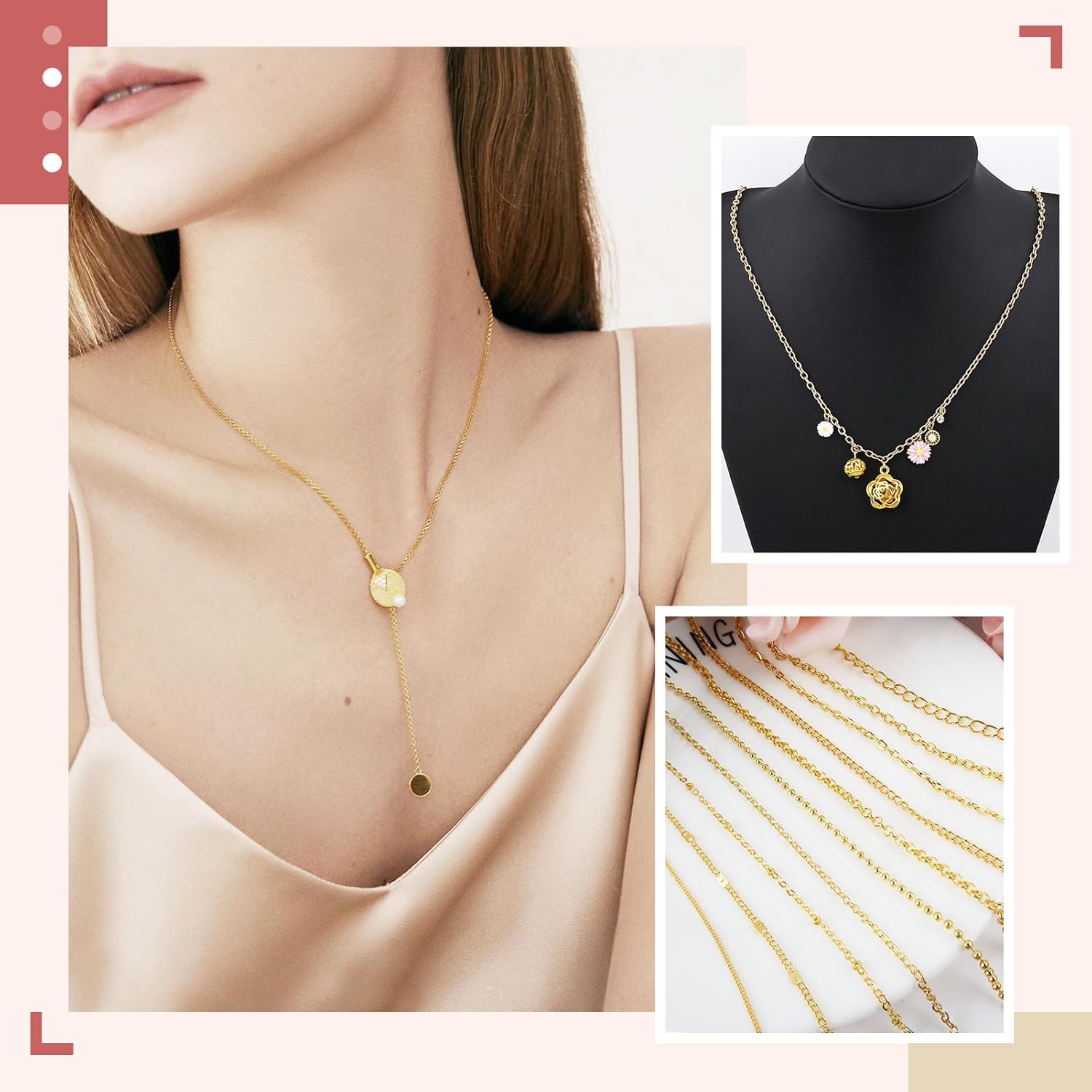 TOAOB Necklace Chains for Jewelry Making 98 Feet 10 Rolls Metal Jewelry Chains with Jump Rings Lobster Clasps Connectors for DIY Necklace Bracelet - Image 3