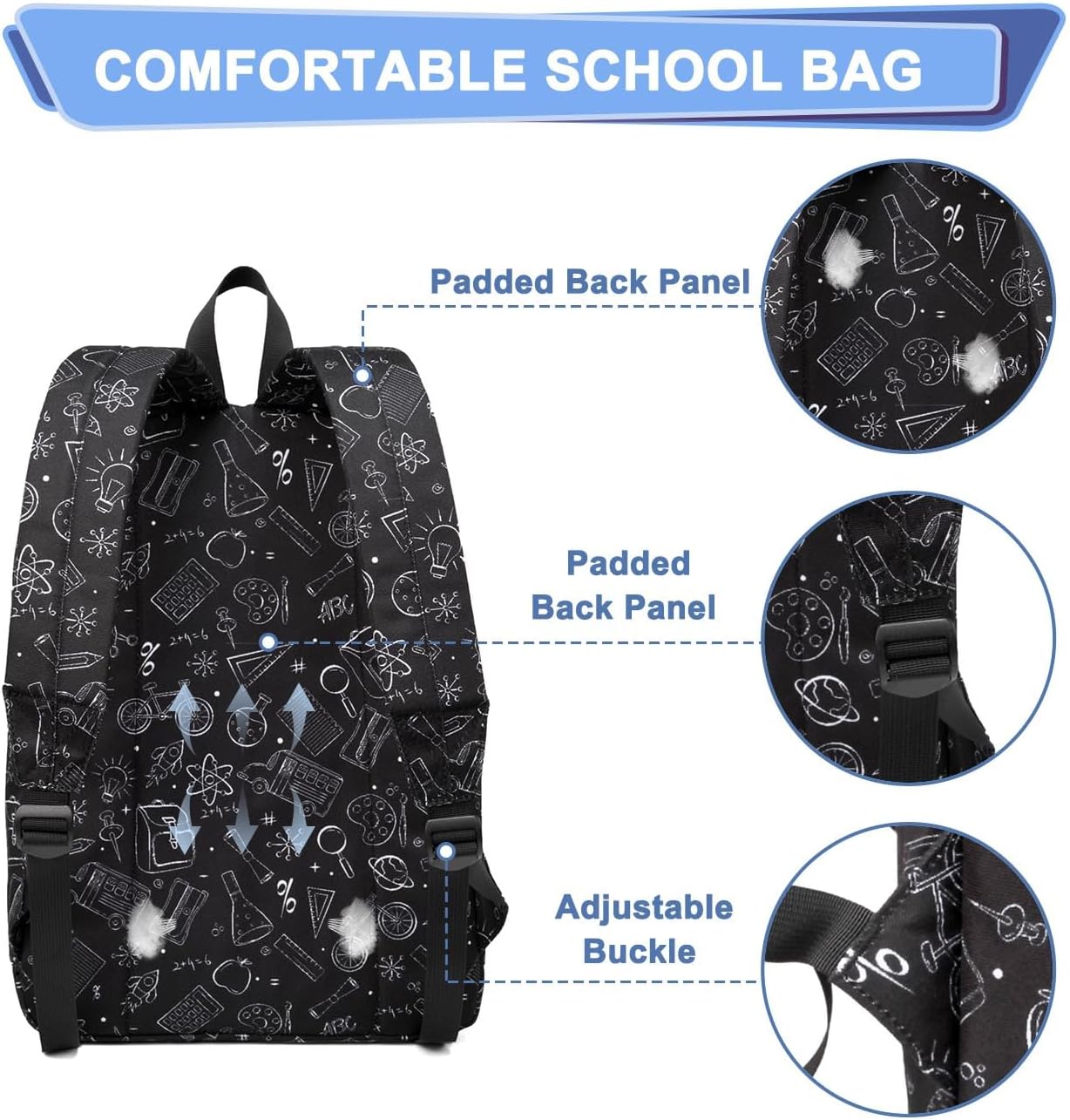 Kasqo Backpack for Women Men,Classic Lightweight Water-Resistant Bookbag for Teen Girls Boys,Travel School Casual Daypack - Image 3