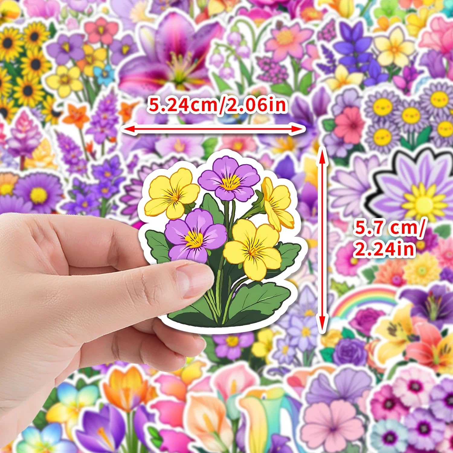 50 Pcs Lovely Flowers Stickers for Kids Teens Adults Boys Girls Gift,Cute Flowers Stickers Pack for Laptop,Skateboard,Luggage,Car,Bike,Cup,Computer,Water Bottle Decor,Vinyl Waterproof Stickers - Image 3