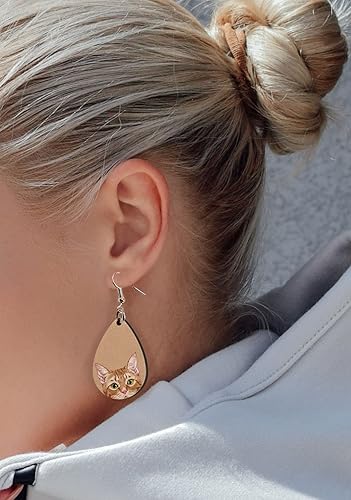 Miniatura 6 de WIRESTER 2 pares de aretes colgantes de gota de agua, accesorios de joyería de moda para niñas y mujeres, lindo animal, gato, perro, cerdo, rana,