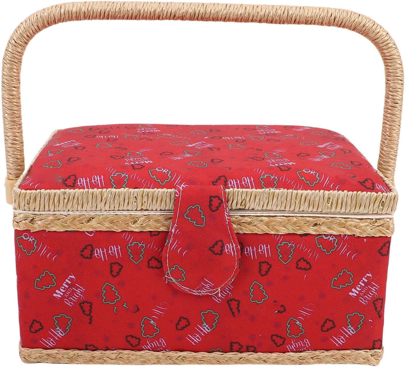 Large Sewing Basket with Pin Cushion, Small Pocket, Removable Tray, Comfortable Handle, Lightweight, Durable, Stylish Storage for Home