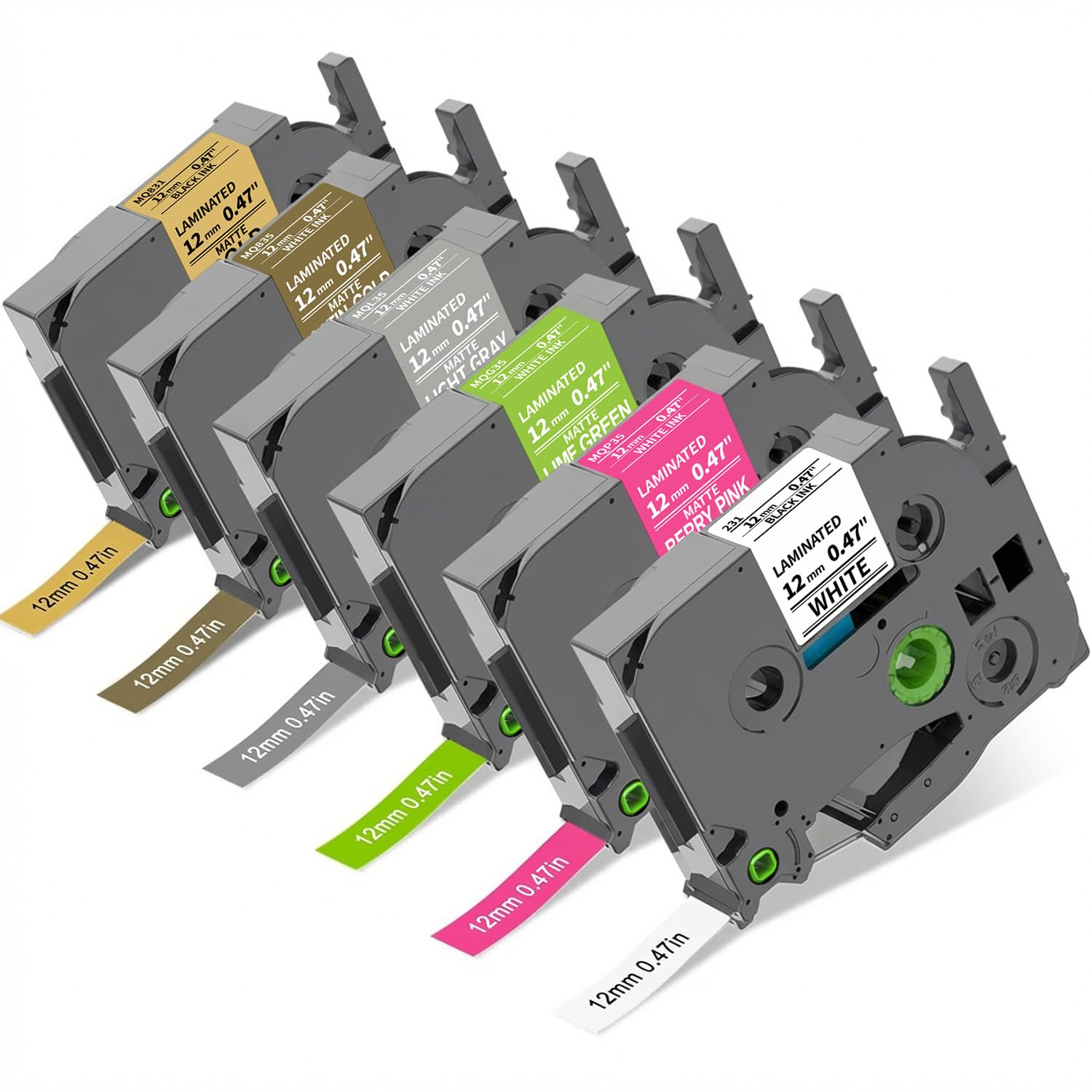 COLORTY Replacement for Brother P-Touch Label Maker Tape TZe 12mm 0.47 Laminated Compatible with Brother P Touch Label Maker PT-D210 PT-H110 PT-D400AD PT-P710BT TZe-231 Pastel Tape Cassette, 6 Pack