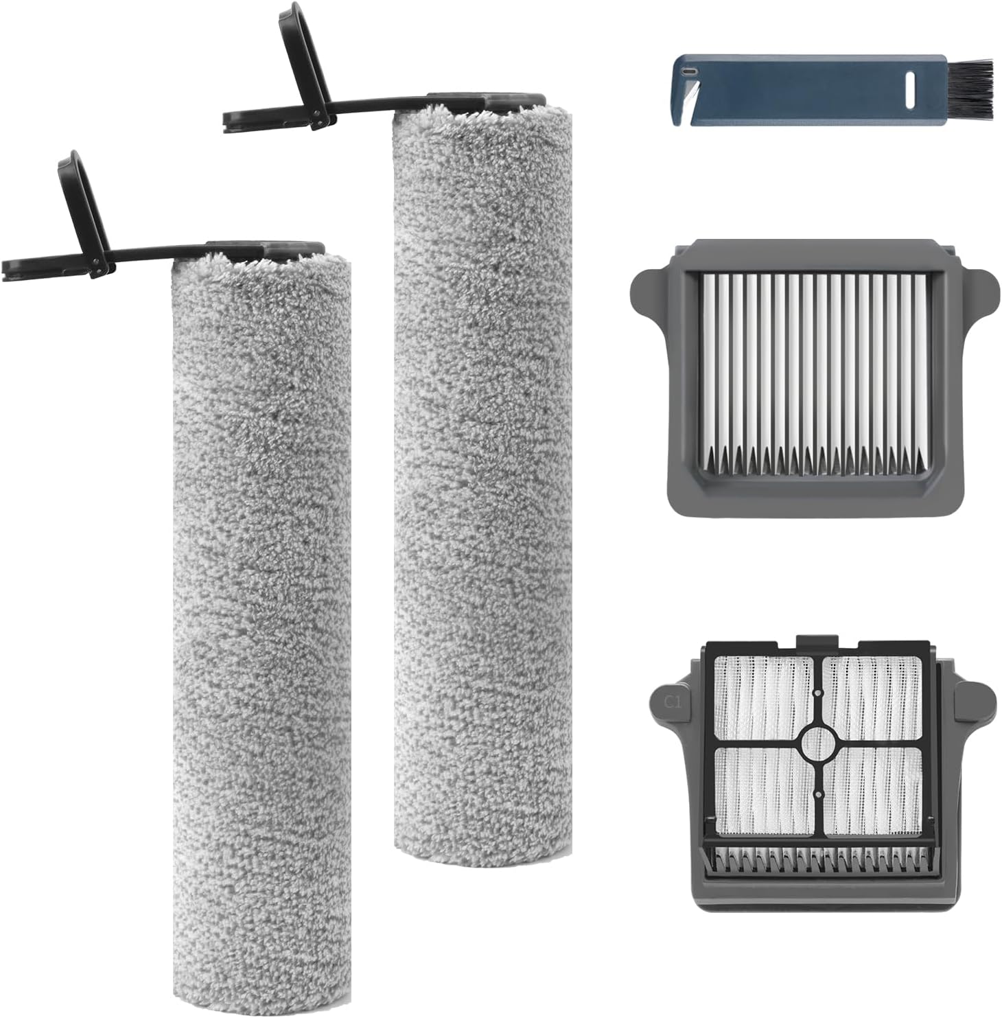 keluke Only Floor One S7 Pro【for S7 Pro Order After 2024 Aug】 Replacement Roller Brushes & Filters Compatible with Tineco Floor One S7 Pro Cordless Vacuum Cleaner, 2 Brush Rollers 2 HEPA Filters