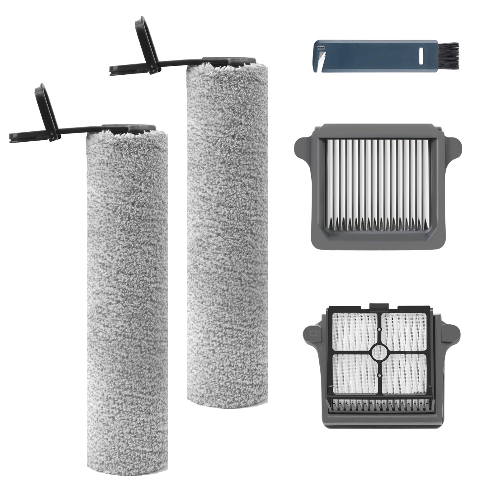 【Only for Floor One S7 Pro Order After 2024 Aug】 Replacement Roller Brushes & Filters Compatible with Tineco Floor One S7 Pro Cordless Vacuum Cleaner, 2 Brush Rollers 2 HEPA Filters