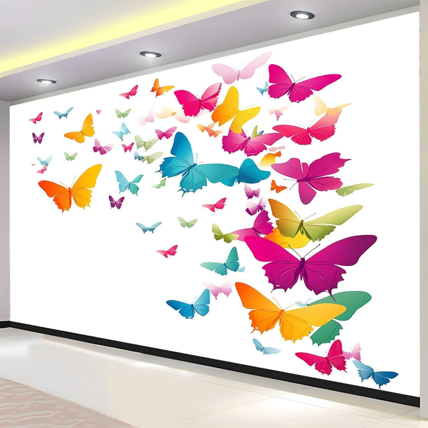 Papier peint panoramique papillon pour cacher les défauts muraux intissé 300x210