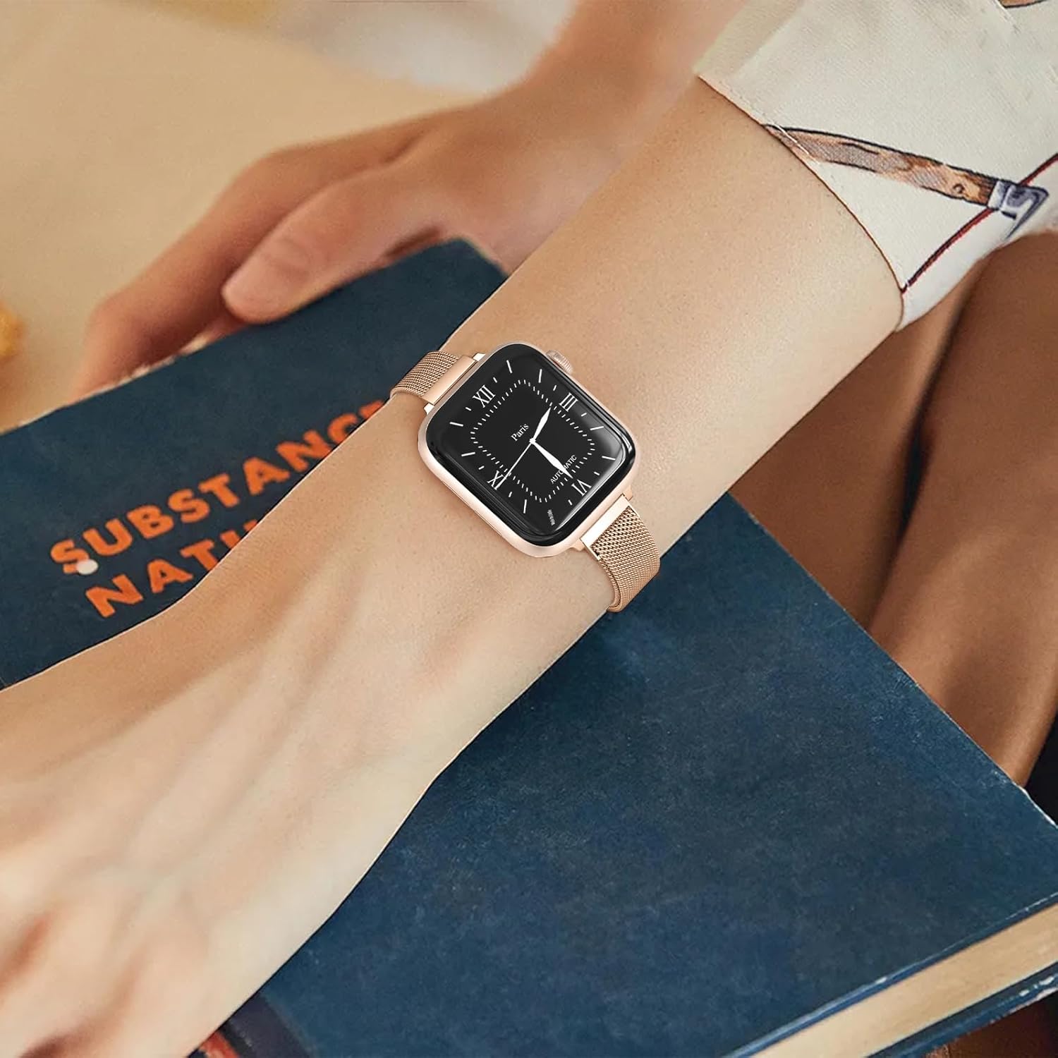 MARGE PLUS Slim Milanese Loop Compatible with Apple Watch Band for women 41mm 40mm 38mm 42mm 46mm 45mm 44mm, Stainless Steel Strap work on iWatch Series 11 10 9 8 7 6 5 4 3 & SE 3 2 1 - Image 7