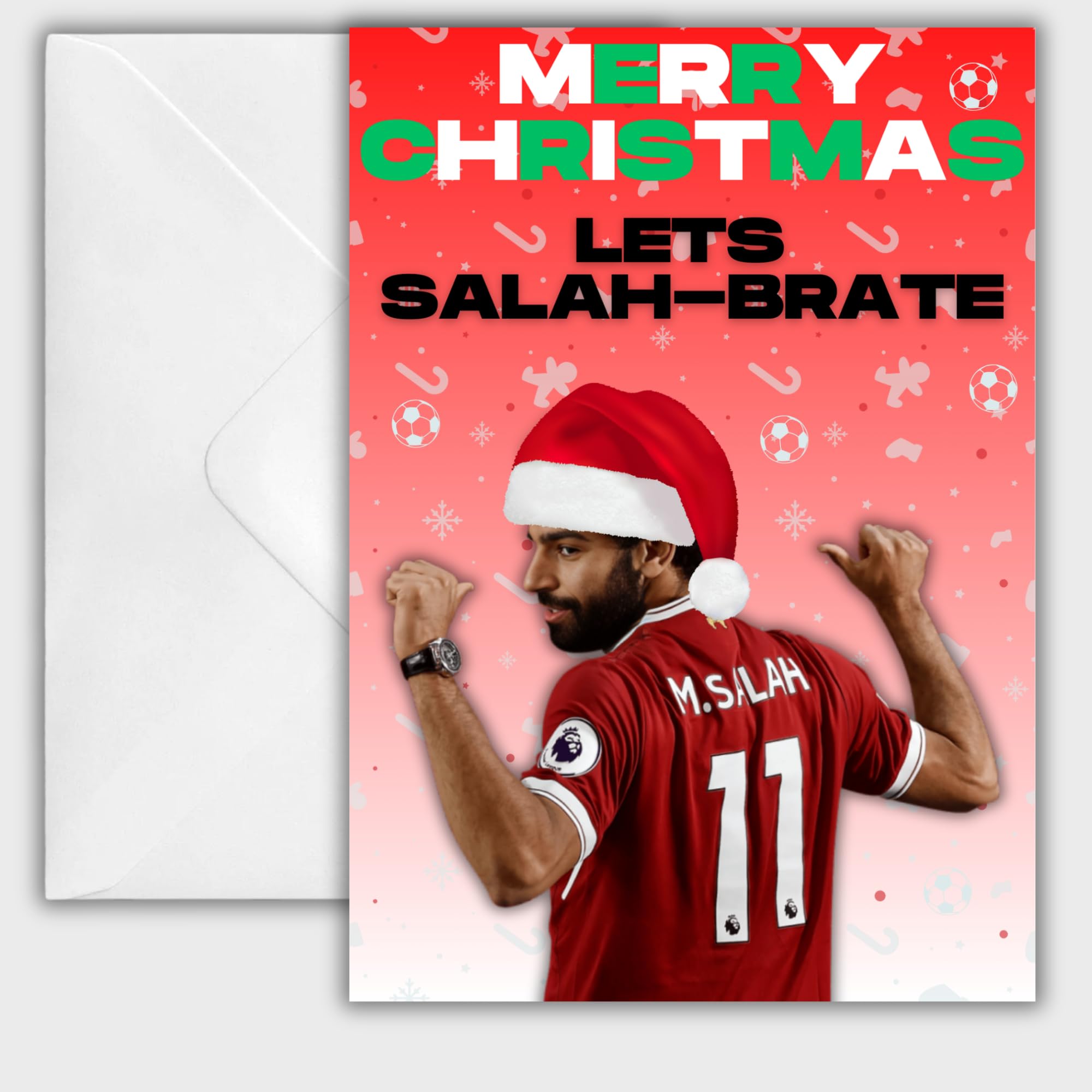 Mo Salah Football Christmas Card, Liverpool Fan Christmas Card, Football Christmas Card For Son, Football Fan Gift