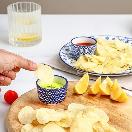 Miniatura 9 de Selamica Ramequines de cerámica de 4 onzas, Ramekins de crema Brulee aptos para horno, platos de natillas de soufflé para hornear, mini cuencos