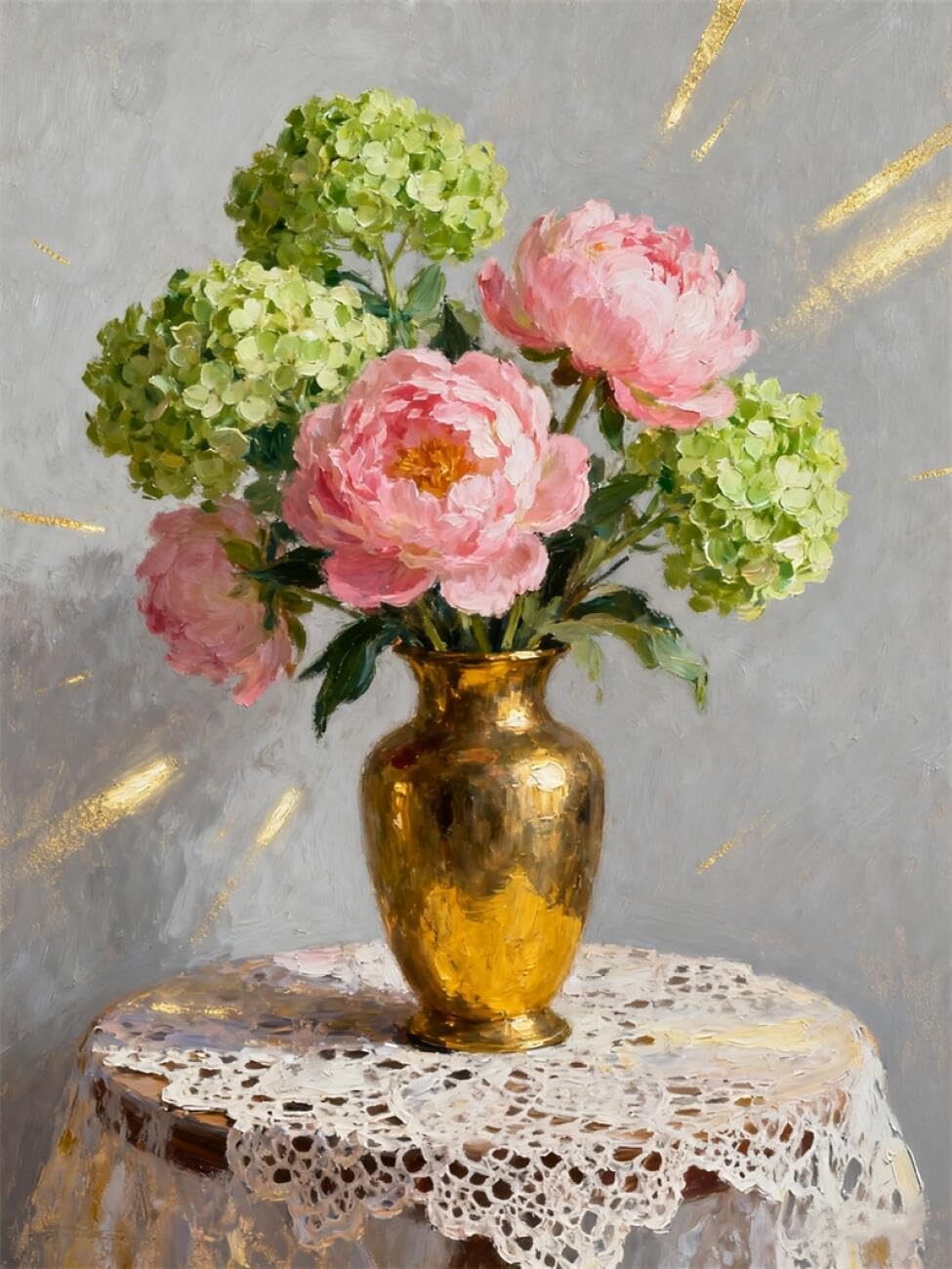 AMBATTERY Flowers DIY Bead Embroidery Kit Peonies in A Vase Bead Embroidery Kit for Adults Needlepoint Tapestry Set Beaded Stitching 50x60cm