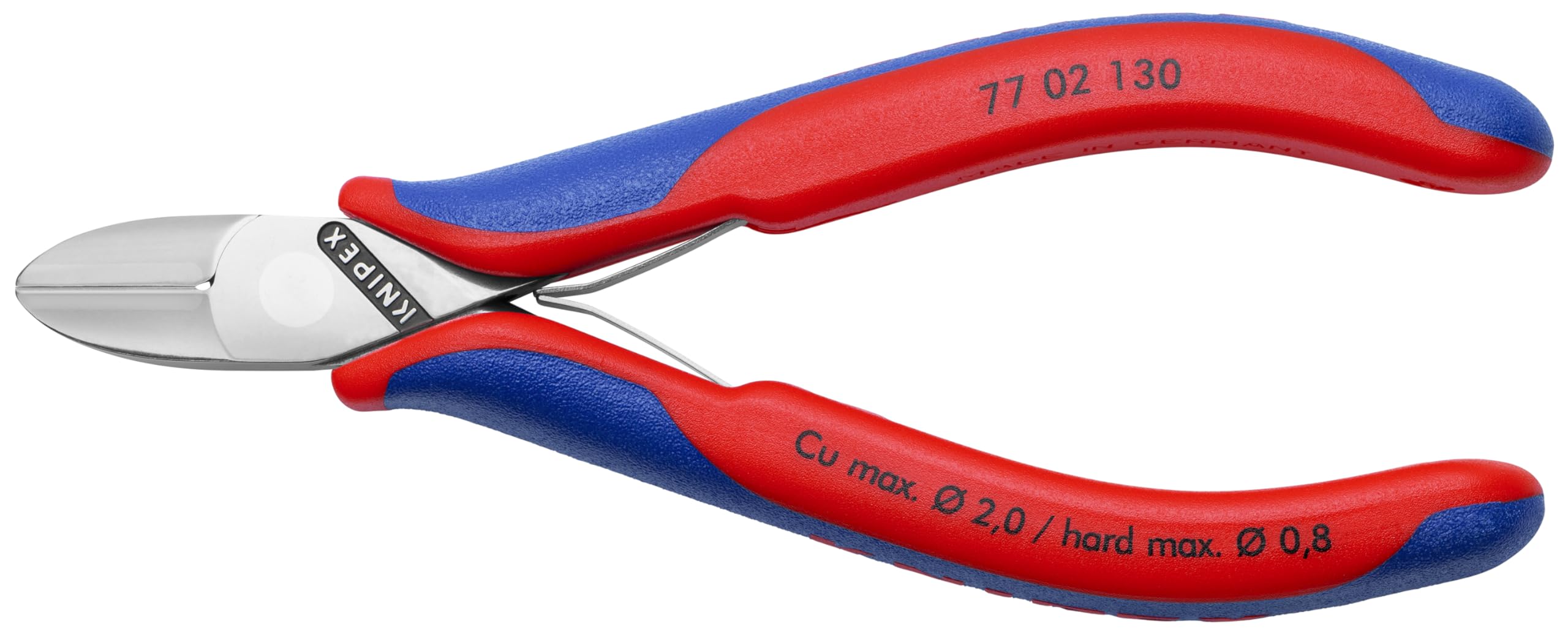 KNIPEX Elektronik-Seitenschneider mit durchgestecktem Gelenk mit Mehrkomponenten-Hüllen 130 mm, 77 02 130
