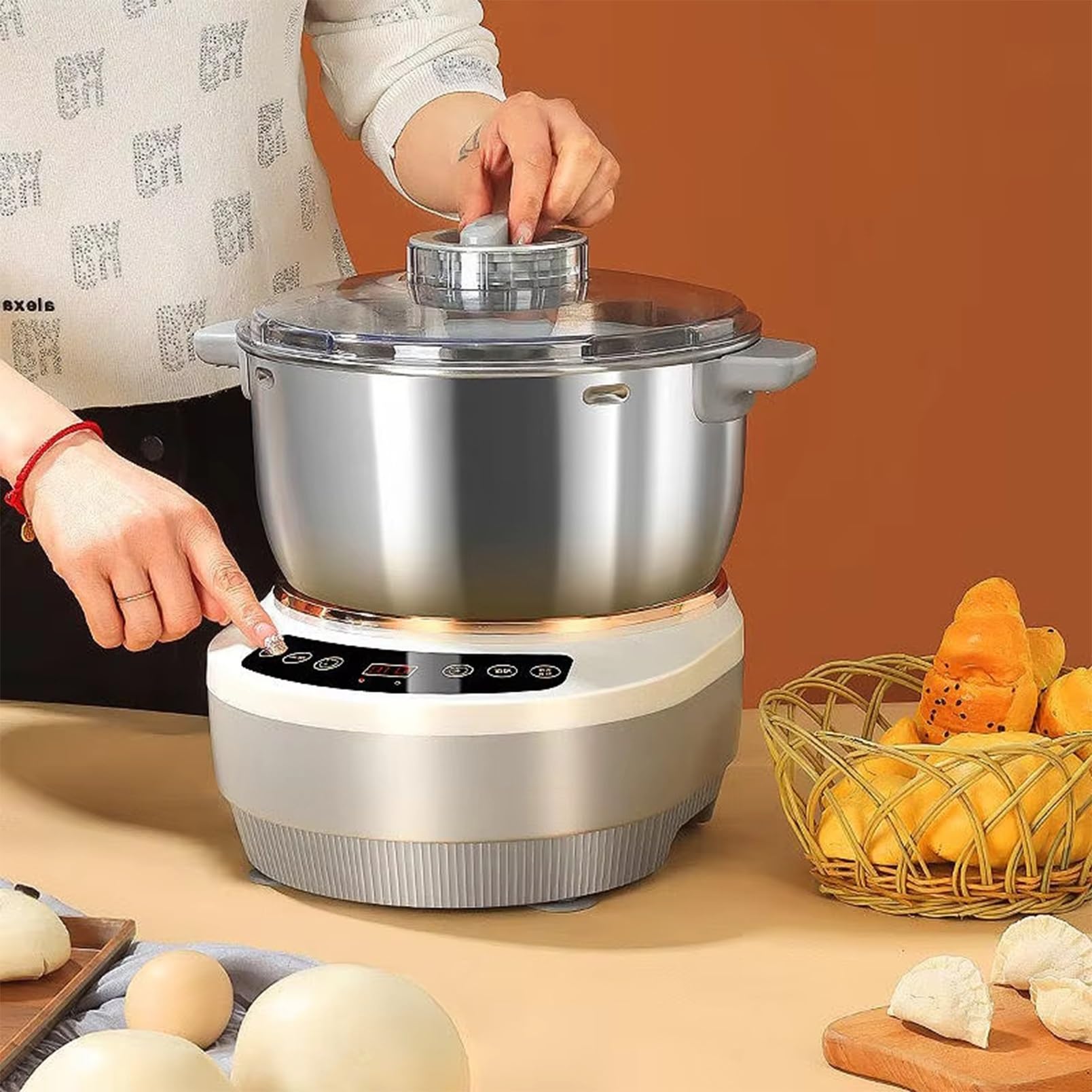 GLJTUO mixers for baking Dough Mixer Dough Kneading Machine - Electric with Fermentation Function, Non-Stick Design for Kitchen Baking and Toast, 5L Capacity, Ideal for Home Bak