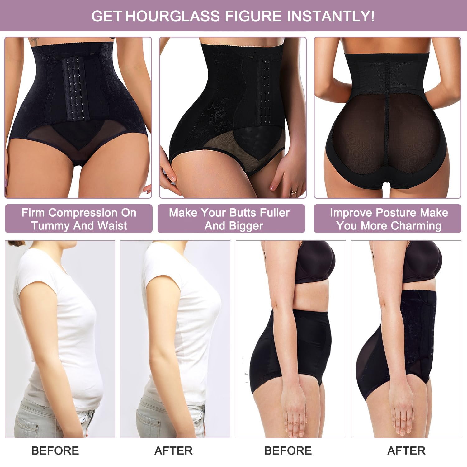YERKOAD Tummy Control Panties for Women Shapewear Butt Lifter Short High Waist Trainer Corset Slimming Body Shaper Underwear