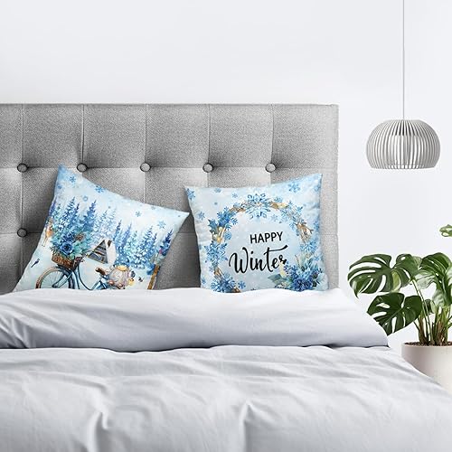 Miniatura 6 de Tan Toile - Juego de 2 fundas de almohada de 18 x 18 pulgadas, fundas de almohada cuadradas de lino y algodón para exteriores, estilo campestre