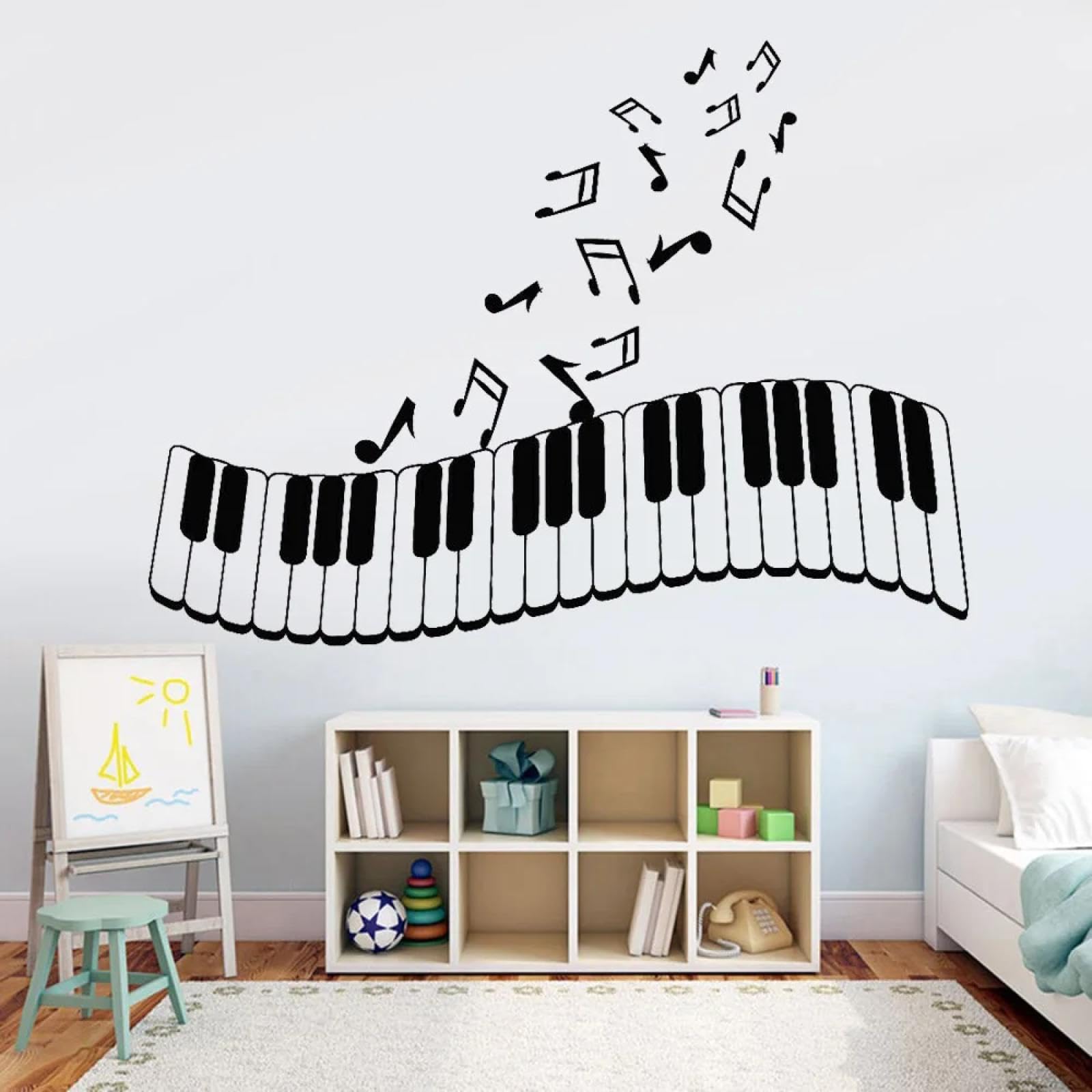 WEIMEIJIE Piano Key wall Decals, Musical Note Stickers, Vinyl Stickers for Doors and Windows, Living Room, Music Studio, Nursery, Interior Decoration.