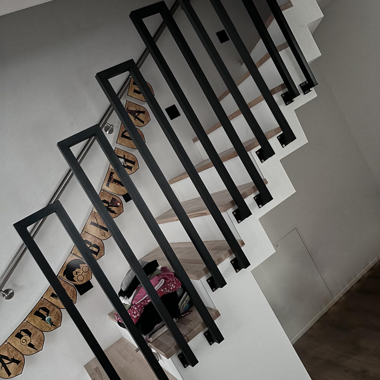 Rampe d escalier en fer forge noir 35 cm main courante pour escalier interieur exterieur
