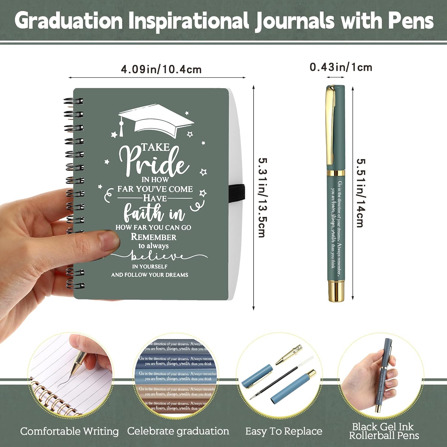 FillTouch 20 Sets 2026 Graduation Gifts Bulk Inspirational Spiral Journal with Motivational Pen Kraft Notebooks Class of 2026 Gifts for College Graduate (Boho Color)