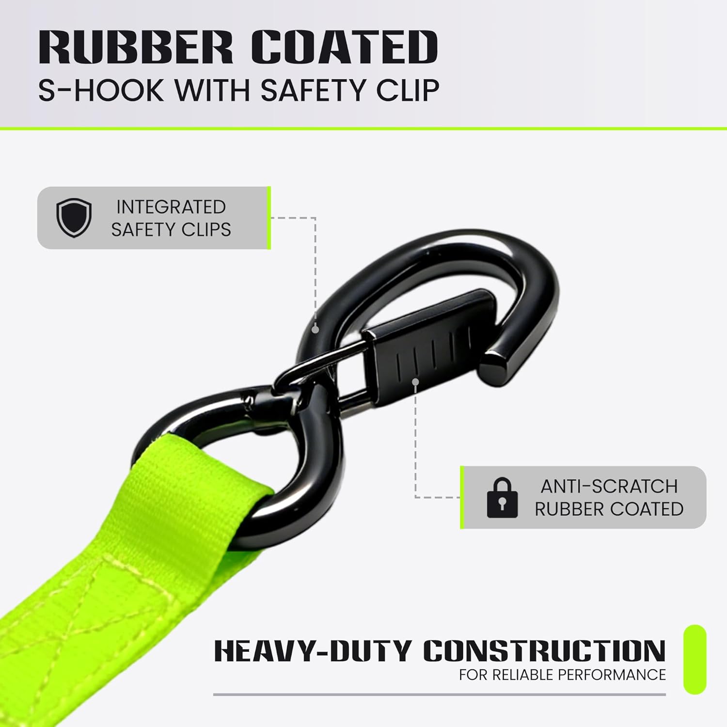 Retractable Ratchet Straps Auto Self Retracting Tie Down Straps for Truck, Cargo Trailer, Motorcycle, ATV, UTV (Green, 4PK) - Image 5