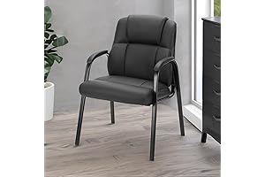 Sweetcrispy Leather Guest Chair with Padded Arms
