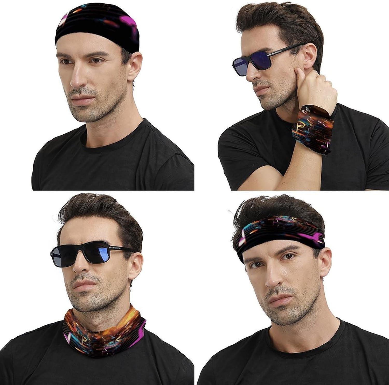 Colorful Music Notes Neck Gaiter for Men Women Bandana Windproof Face Mask Sun Cooling Scarf Gator Cover Head image 4