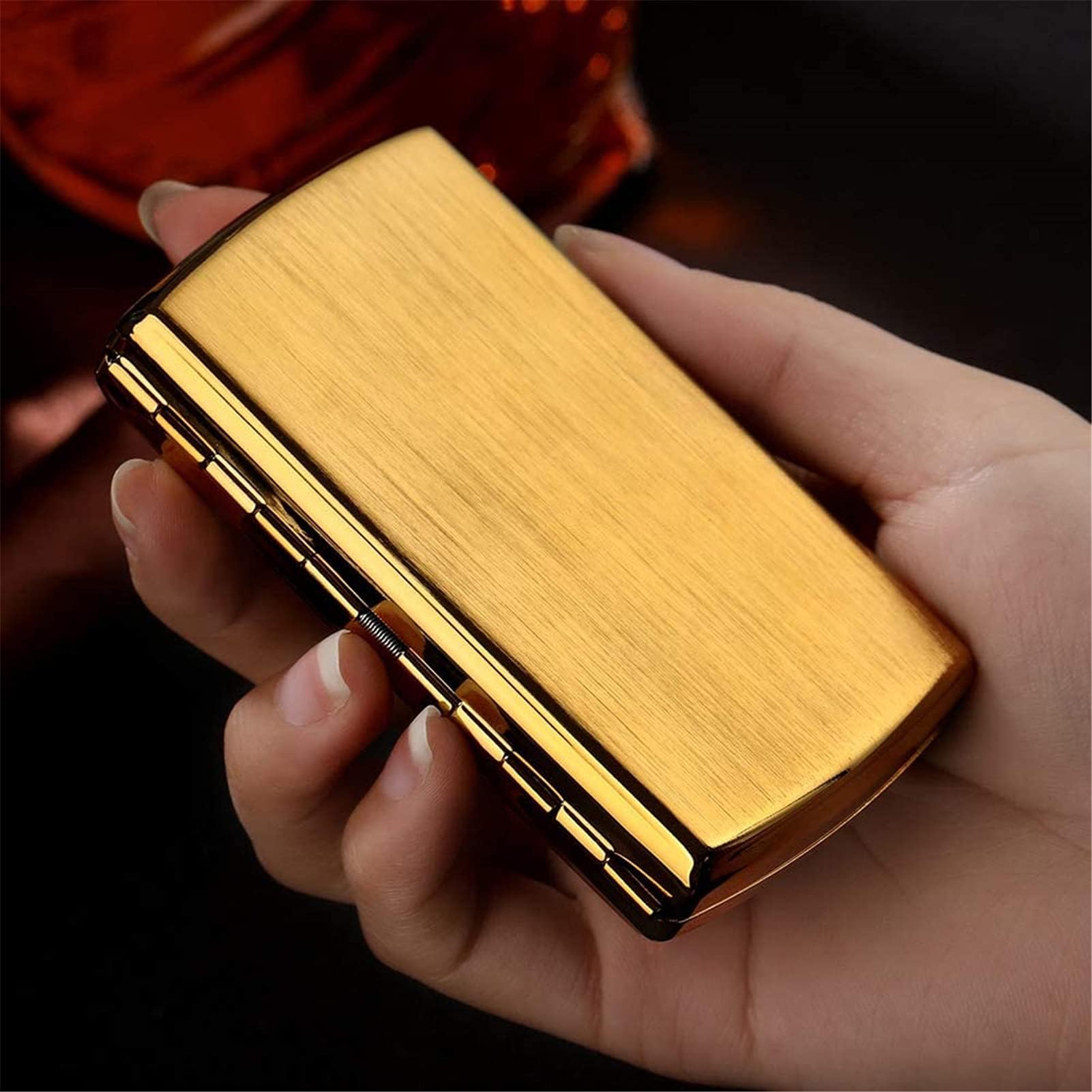 Etui na papierosy dla mężczyzn, metalowe etui na papierosy, etui na papierosy 10S dla kobiet, męskie, King Size, mini pudełko na tytoń, vintage, złote, kompaktowe, metalizowane etui na papierosy i p