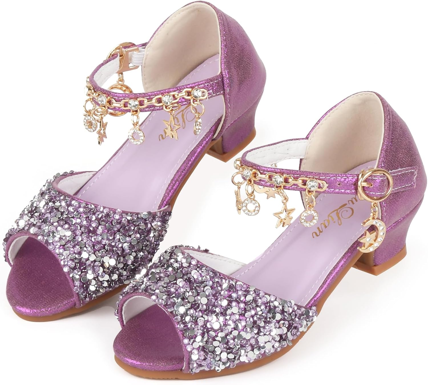 ChuLian Girls Dress Shoes - Sparkly Peep Toe