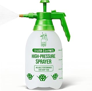 G4GADGET 1.5L Pressure Sprayer Pump Spray Bottle with Adjustable Brass Nozzle – Garden Sprayer for Water, Weed Killer, Fertilisers & Cleaning – Heavy Duty Pump Action Plant Mister