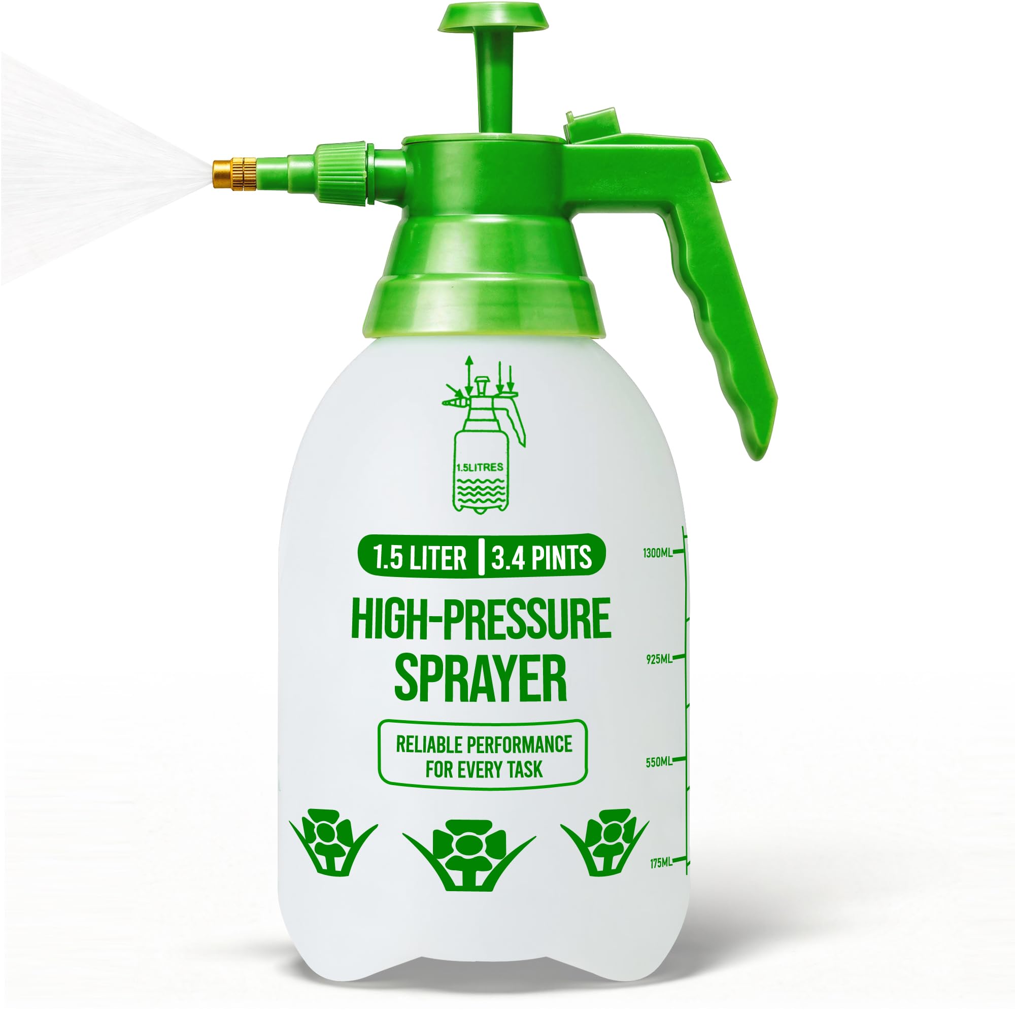 G4GADGET 1.5L Pressure Sprayer Pump Spray Bottle with Adjustable Brass Nozzle – Garden Sprayer for Water, Weed Killer, Fertilisers & Cleaning – Heavy Duty Pump Action Plant Mister — image 1