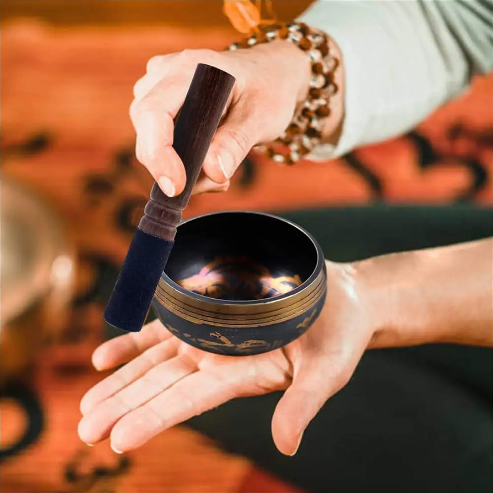 Cuenco para el canto Juego de cuencos tibetanos loto, únicos y útiles for meditación, yoga, relajación, sanación chakras, oración atención plena