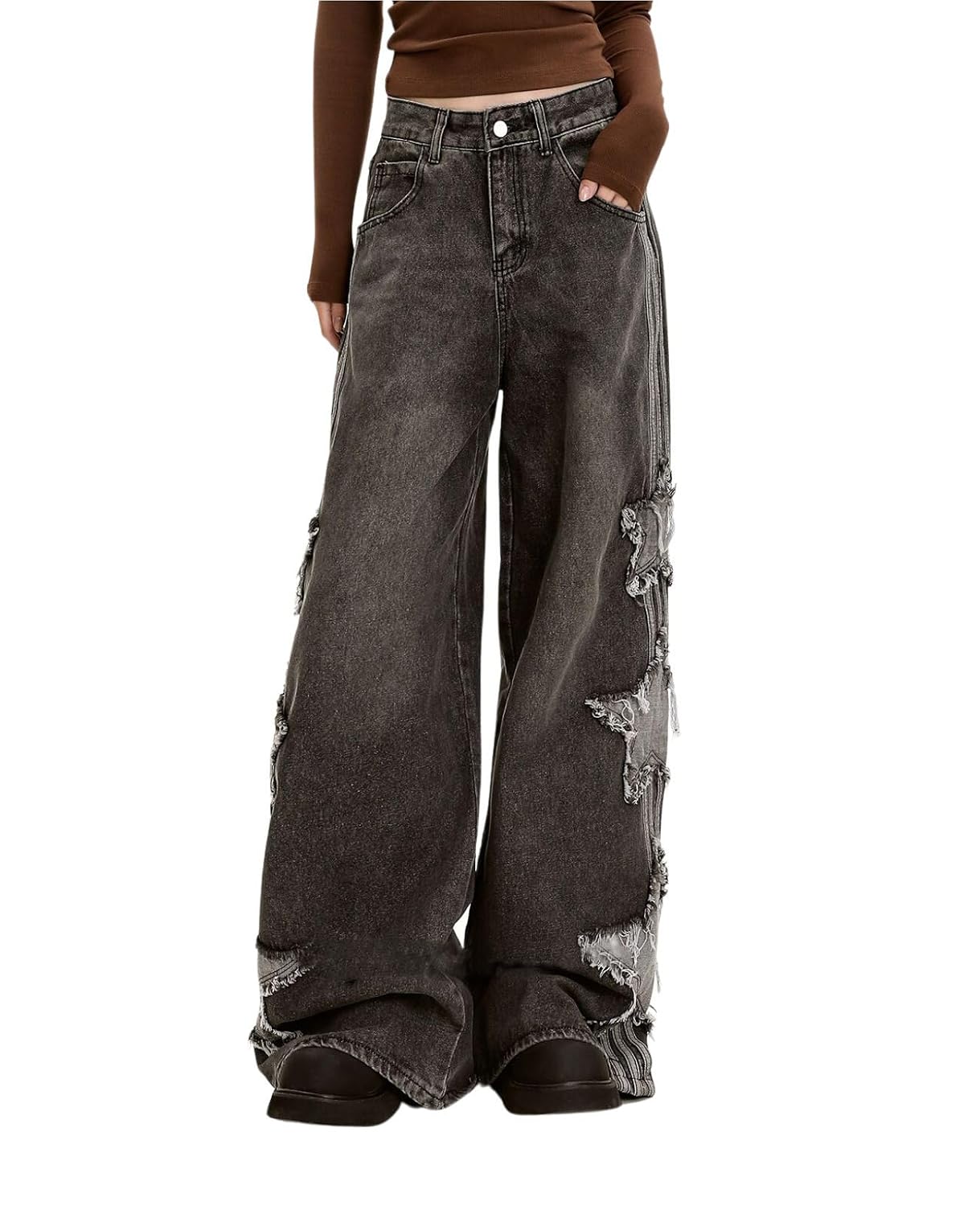 Lafaguw Baggy Jeans for Woman Girls Star Patchwork High Waist Cute Jeans Y2K Streetwear Loose Pants Grunge Emo Clothing - Review, Price and Buying Guide