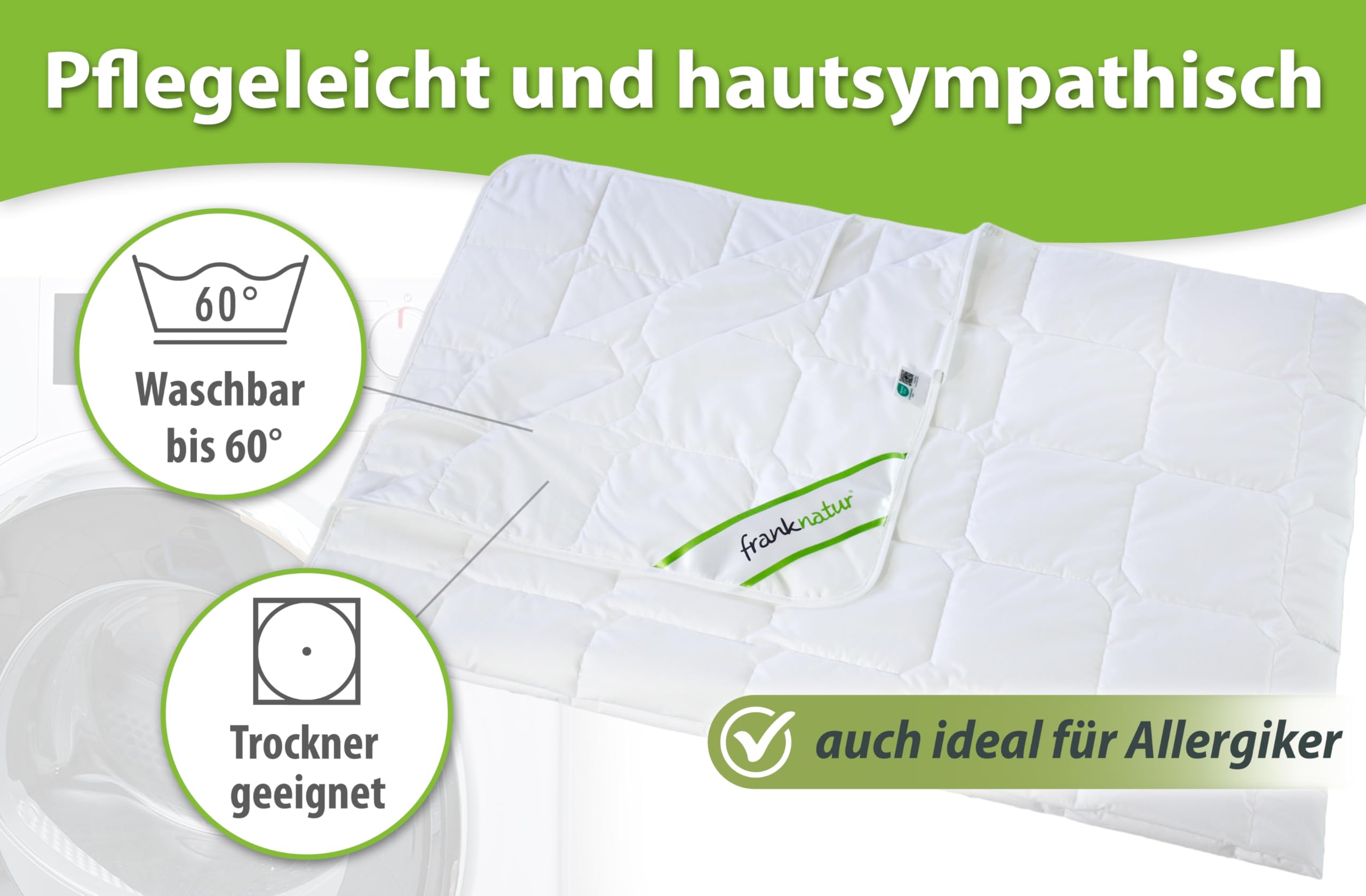 franknatur Lyocell Bettdecke 135x200 - Tencel Sommerdecke mit Baumwollbezug, leichte Sommerbettdecke, atmungsaktiv, waschbar, Oeko-TEX