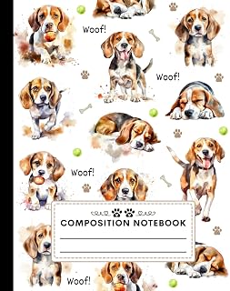 Composition Notebook: Beagle Notebook for Kids, Teens, and Adults 7.5 x 9.25 Wide Ruled | Cute Watercolor Beagles