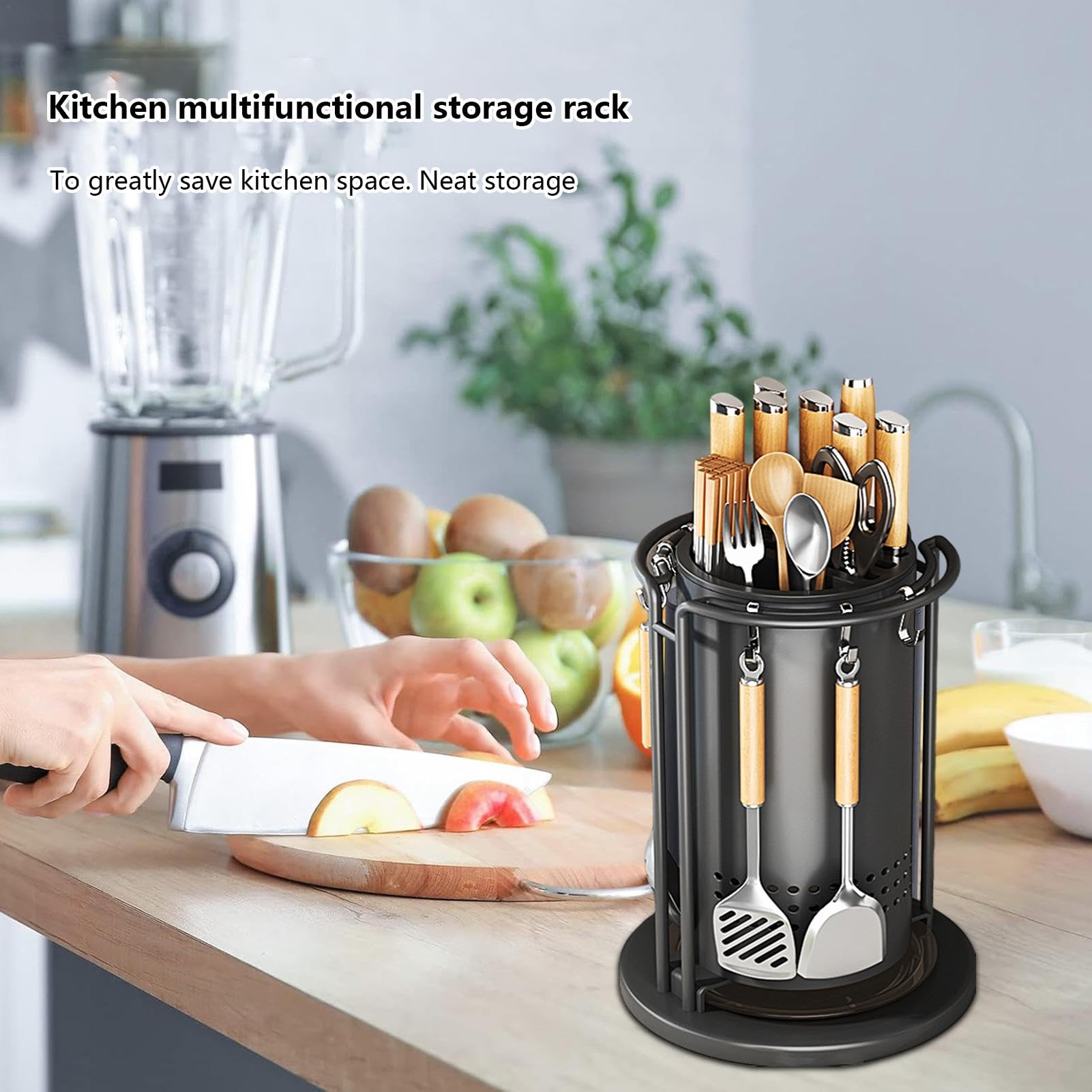 Organiseur de cuisine à 360 degrés, support rotatif pour coupe, support de rangement pour argenterie, organisateur d'ustensiles rotatif, toupie d'ustensiles de cuisine, support de spatule, support de | rangement pour argenterie, organisateur d'ustensiles