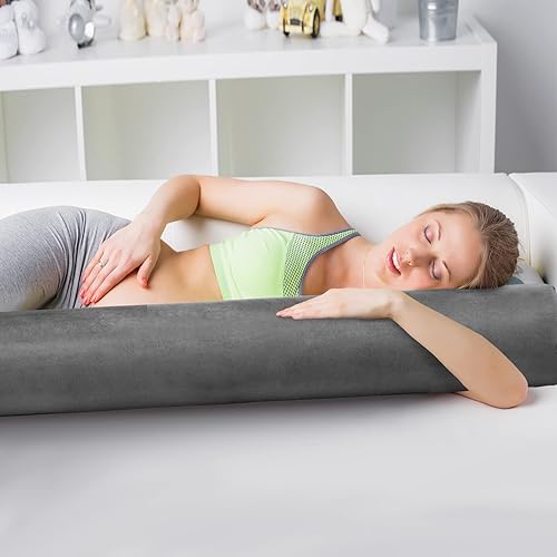 Miniatura 5 de Wesiti 2 almohadas de cuerpo redondo de 47 x 7.48 pulgadas de largo con funda extraíble lavable de espuma viscoelástica, almohada cilíndrica para