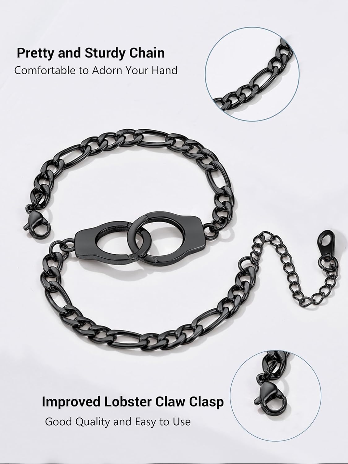 PROSTEEL Trendy Handcuffs Design/Customize Words Ankle Bracelet For Women, 316L Stainless Steel Anklets Silver/Gold/Black Tone, Hypoallergenic, Come with Box - Image 5